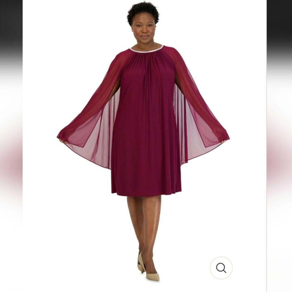 R&M Richards Chiffon Dress • Style 2496 • Size 6 • Berry Rhinestone Neck Capelet